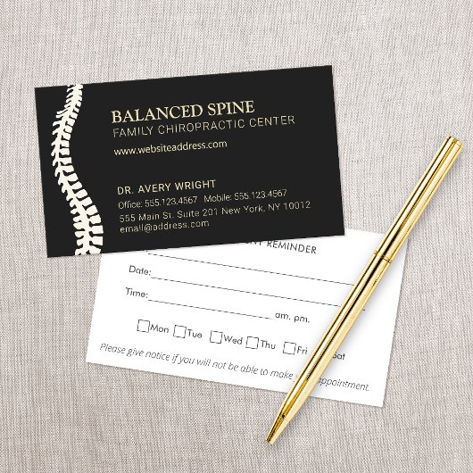 カイロプラクティックカイロプラクターアポイントメントアラーム 名刺