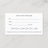 カイロプラクティックカイロプラクターアポイントメントブラック 名刺 (裏面)