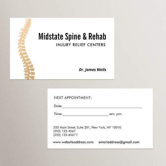 カイロプラクティックカイロプラクターアポイントメントリマインダーバス 名刺