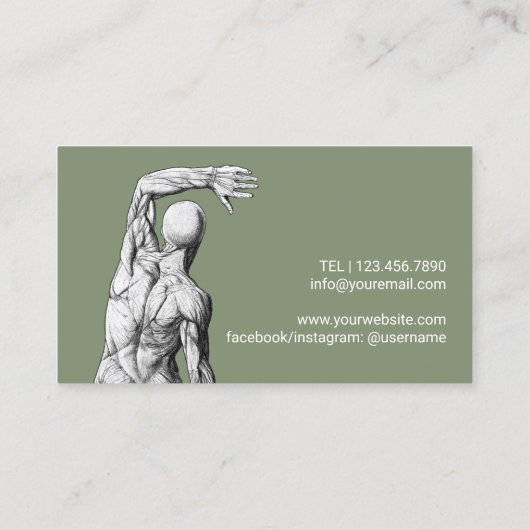 カイロプラクティックカイロプラクタースパインアジャストセージ緑 名刺 (裏面)