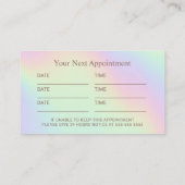 カイロプラクティックカイロプラクターパステルスパインアポイントメント 予約カード (裏面)
