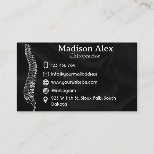 カイロプラクティックカイロプラクターマッサージスパセラピスト 名刺 (裏面)