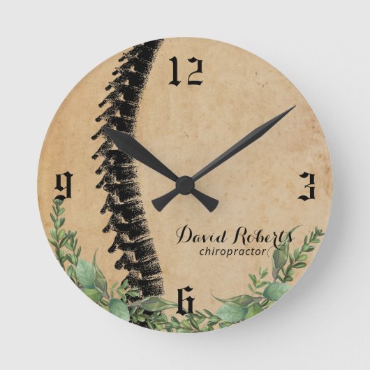 カイロプラクティックカイロプラクター脊椎セラピストヴィンテージ ラウンド壁時計 (正面)