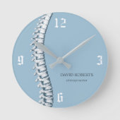 カイロプラクティックカイロプラクター脊椎解剖学アートブルー ラウンド壁時計 (正面)