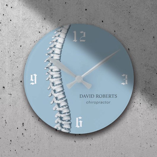 カイロプラクティックカイロプラクター脊椎解剖学アートブルー ラウンド壁時計