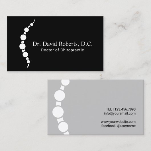 カイロプラクティックカスタムの脊椎ロゴカイロプラクター 名刺 (正面/裏面)