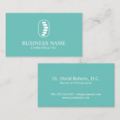 カイロプラクティックスパインロゴカイロプラクタープレーンティール(緑がかった色) 名刺 (正面/裏面)