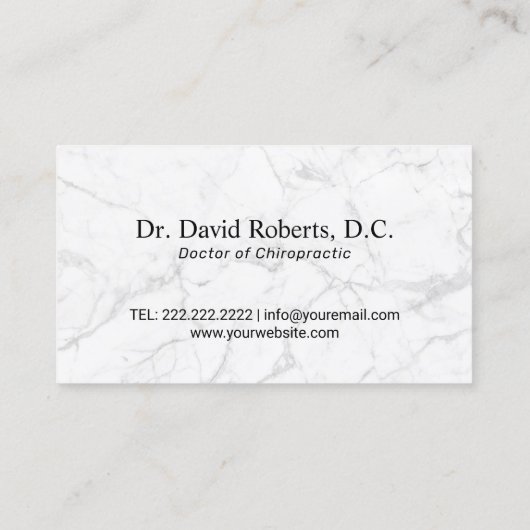 カイロプラクティックスパインロゴカイロプラクターモダン大理石 名刺 (裏面)