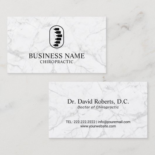カイロプラクティックスパインロゴカイロプラクター大理石 名刺 (正面/裏面)