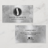 カイロプラクティックスパインロゴトレンディーシルバーカイロプラクター 名刺 (正面/裏面)