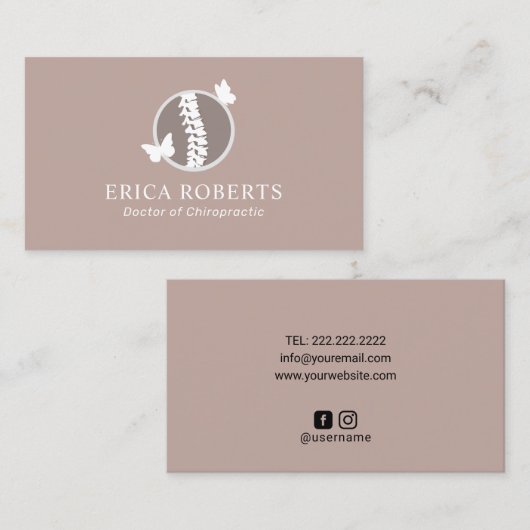 カイロプラクティックスパイン&バタフライロゴカイロプラクター  名刺 (正面/裏面)