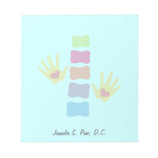 カイロプラクティックハンズスパインパーソナライズされたメモ帳 ノートパッド (正面)