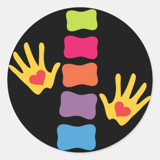 カイロプラクティックハンズ&スパインステッカー ラウンドシール (正面)