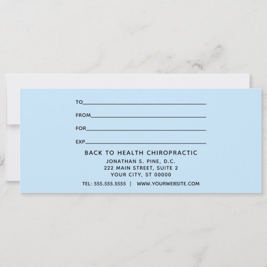 カイロプラクティックブルースパインホリデーギフト証明書 (裏面)