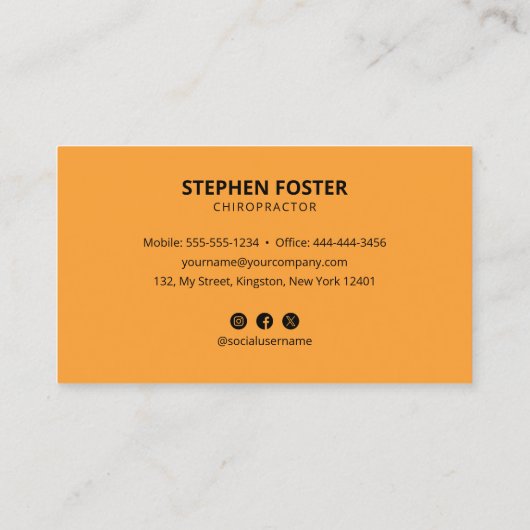カイロプラクティックマッサージセラピーカイロプラクターオレンジ 名刺 (裏面)