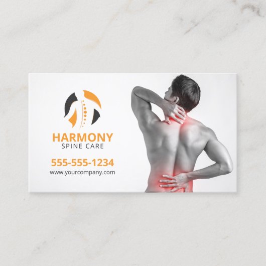 カイロプラクティックマッサージセラピーカイロプラクターオレンジ 名刺 (正面)