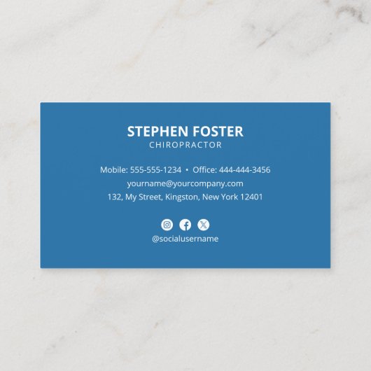 カイロプラクティックマッサージセラピーカイロプラクターブルー 名刺 (裏面)