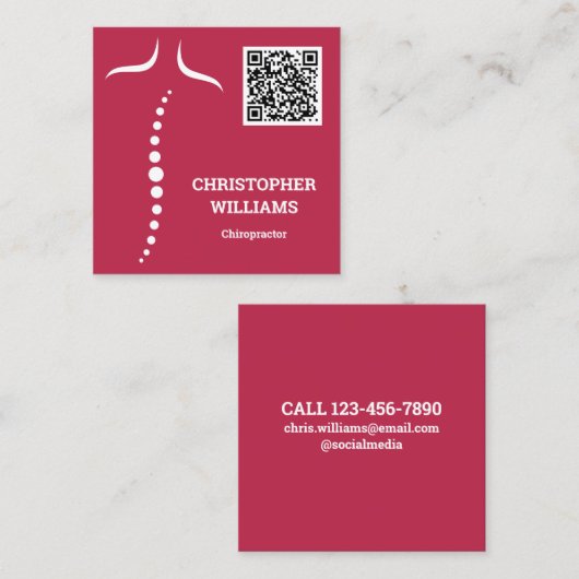 カイロプラクティックマッサージQRコード スクエア名刺 (正面/裏面)