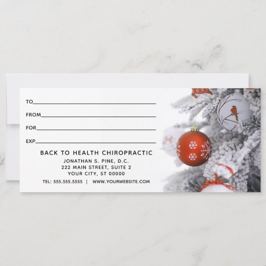 カイロプラクティックレッドスパインホリデーギフト証明書 (裏面)