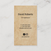 カイロプラクティックヴィンテージヒト解剖学カイロプラクター 名刺 (裏面)