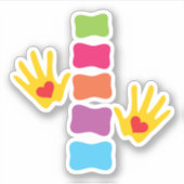 カイロプラクティック手と背骨 シール (正面)