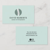 カイロプラクティック脊椎ロゴカイロプラクターミントグリーン 名刺 (正面/裏面)