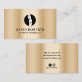 カイロプラクティック脊椎ロゴモダン金ゴールドカイロプラクター 名刺 (正面/裏面)