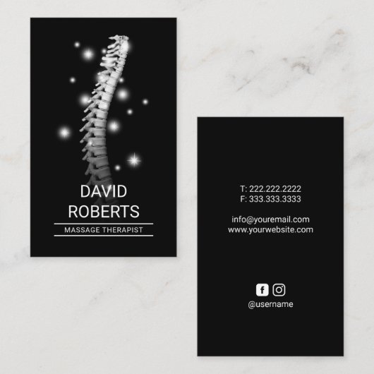 カイロプラクティック脊椎調整セラピストカイロプラクター 名刺 (正面/裏面)