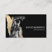 カイロプラクティック解剖学ブラック&金ゴールドカイロプラクター 名刺 (正面)