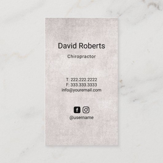 カイロプラクティック解剖学ヴィンテージブルーカイロプラクター 名刺 (裏面)