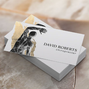 カイロプラクティック解剖学金ゴールドブラシストロークカイロプラクター 名刺