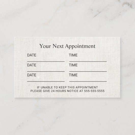 カイロプラクティック&アクチュンツパインロータスアポイントメント 予約カード (裏面)