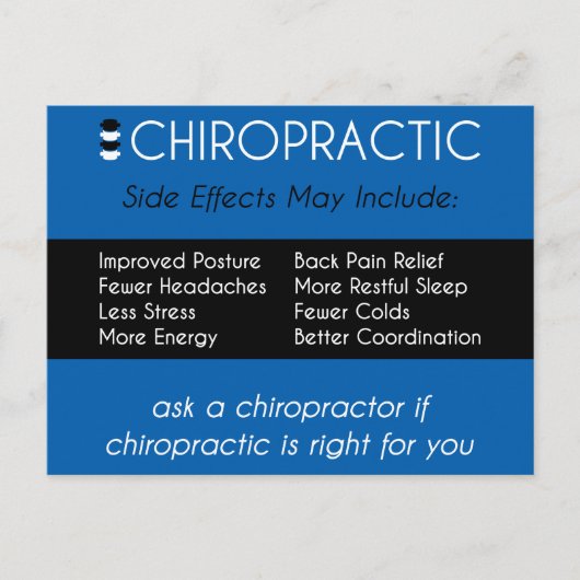カイロプラクティック{副作用}の再アクティブ化呼び出し ポストカード (正面)