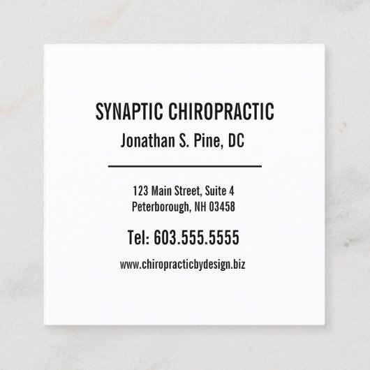 カイロプラクティックWordコラージュカイロプラクター スクエア名刺 (裏面)
