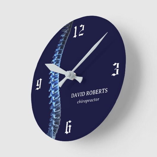 カイロプラクティックX線スパインカイロプラクターネイビーブルー ラウンド壁時計 (傾斜)