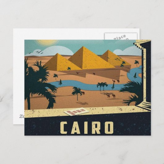 カイロ古代エジプトのピラミッド旅行ヴィンテージ ポストカード (正面/裏面)
