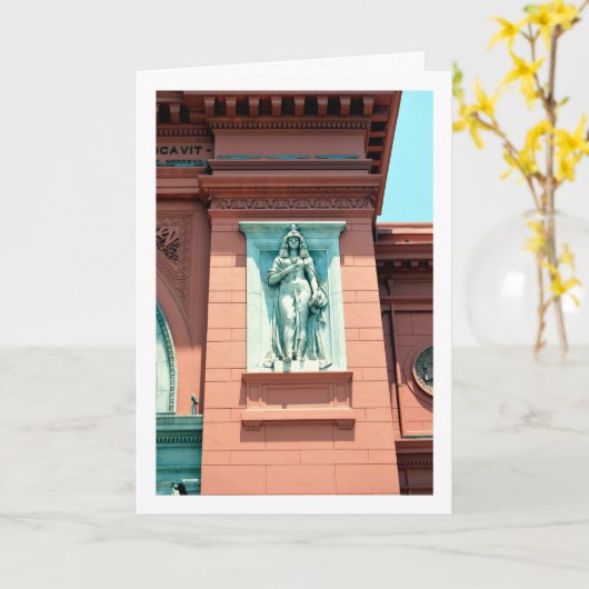 カイロ美術館のエジプトの彫像 カード (黄色い花)