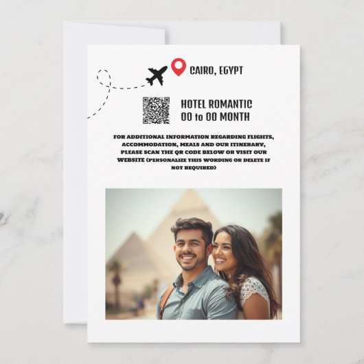 カイロ行き先の結婚式の日付を保存モダン セーブザデート (裏面)