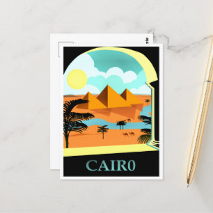 カイロ，エジプトのヴィンテージ旅行ポスター ポストカード