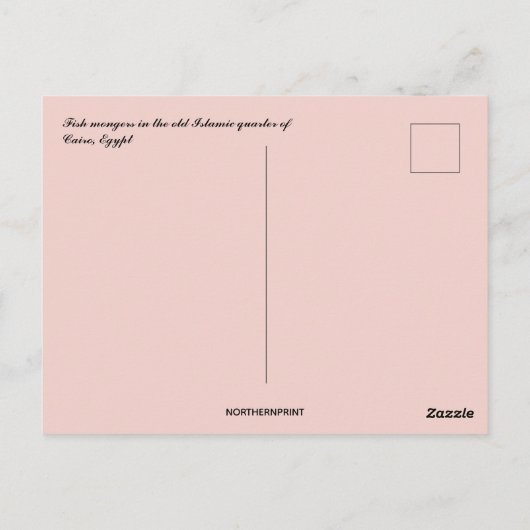 カイロ・エジプトの旧イスラム地区の魚屋 ポストカード (裏面)