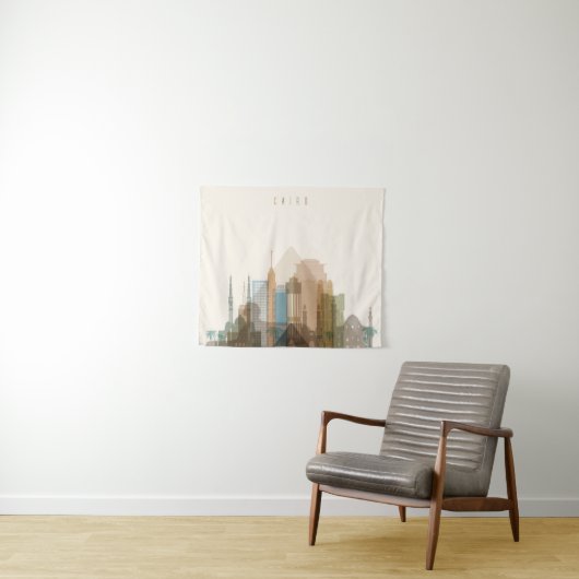 カイロ、エジプト|都市スカイライン タペストリー (インサイチュ(横))