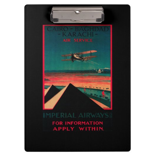 カイロ-バグダッド-カラチの空気ヴィンテージポスター クリップボード (正面)