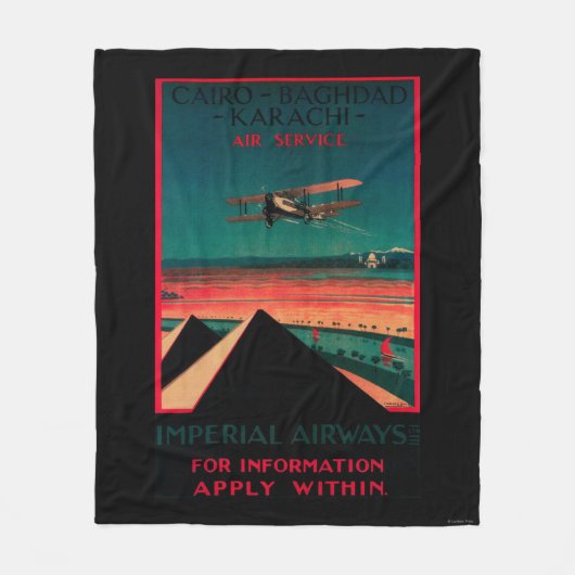 カイロ-バグダッド-カラチの空気ヴィンテージポスター フリースブランケット (正面)