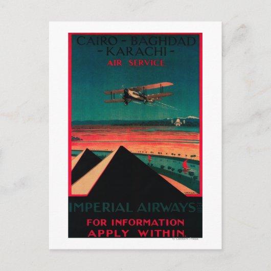 カイロ-バグダッド-カラチの空気ヴィンテージポスター ポストカード (正面)