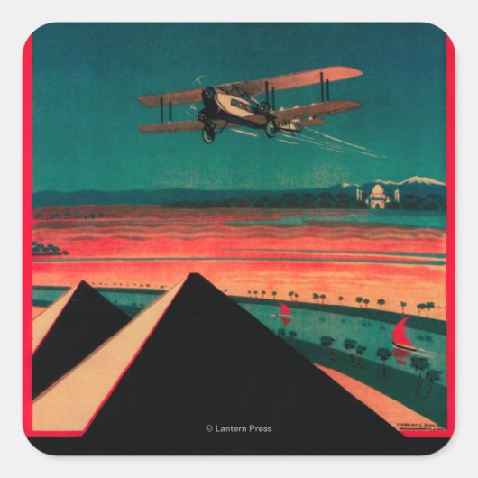 カイロ – バグダッド – カラチエアヴィンテージポスター スクエアシール (正面)