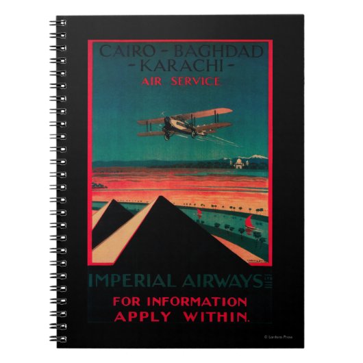 カイロ – バグダッド – カラチエアヴィンテージポスター ノートブック (正面)