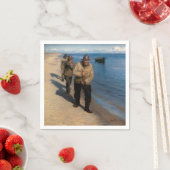 カイロ – 漁師3人がボートを引っ張る スタンダードカクテルナプキン (インサイチュ)