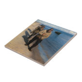 カイロ – 漁師3人がボートを引っ張る タイル (側面)