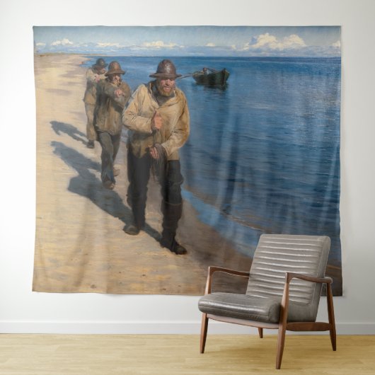 カイロ – 漁師3人がボートを引っ張る タペストリー (インサイチュ(横))