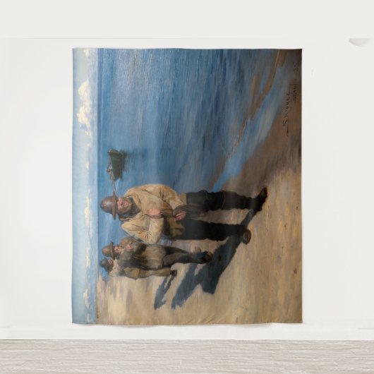 カイロ – 漁師3人がボートを引っ張る タペストリー (正面)